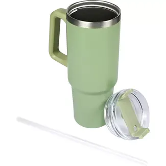 Benson Thermosbeker 900 ml - Groen - Transparante Deksel - Geschikt voor Auto