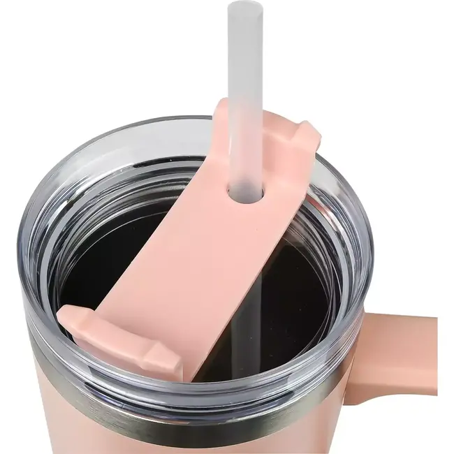 Benson Thermosbeker 900 ml - Dubbelwandig - Roze - Inclusief Rietje - Geschikt voor Auto