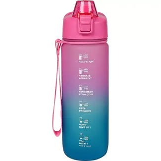 Benson Drinkfles 750 ml - Motivatie & Zeef - Blauw/Roze - Handig voor onderweg
