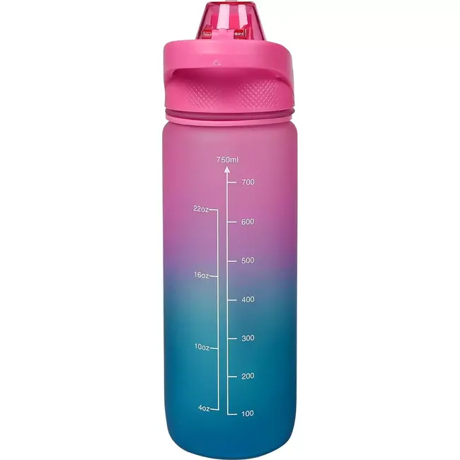 Benson Drinkfles 750 ml - Motivatie & Zeef - Blauw/Roze - Handig voor onderweg