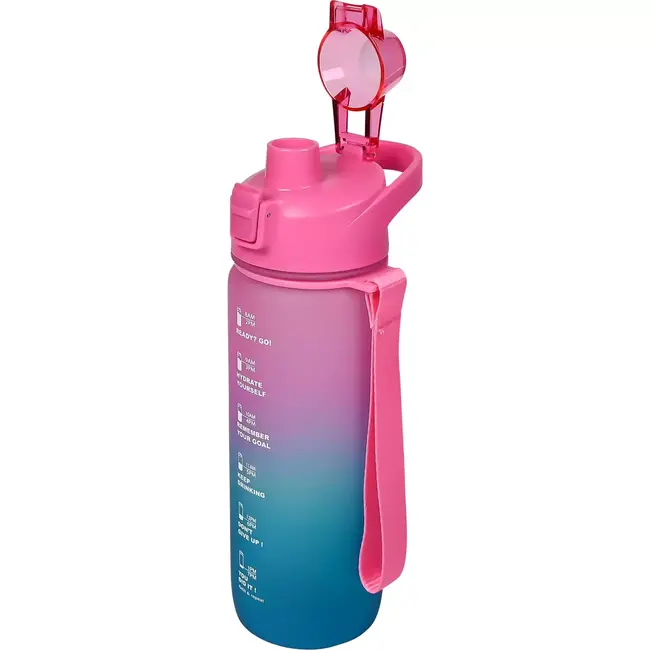 Benson Drinkfles 750 ml - Motivatie & Zeef - Blauw/Roze - Handig voor onderweg