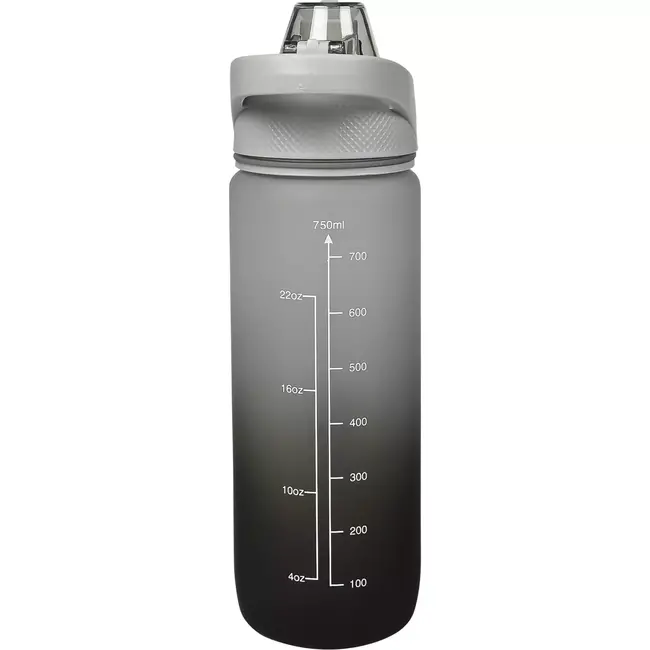 Benson Drinkfles 750 ml - Motiverende Markeringen - Zwart/Grijs - Met Zeef en Draaglus
