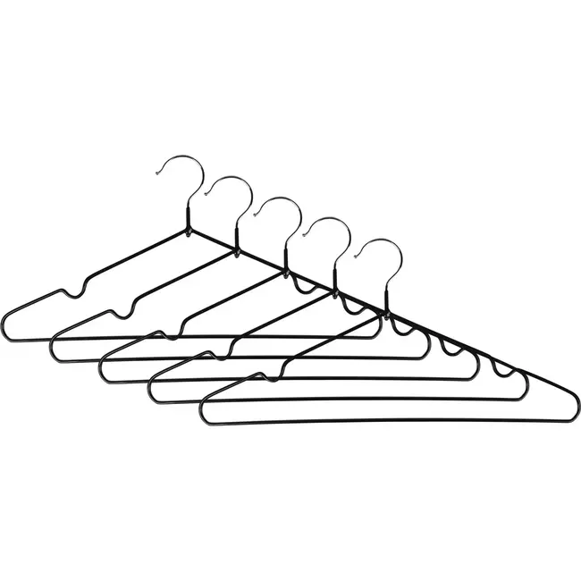 Benson Metalen kledinghangers - anti-slip coating - set van 5 - zwart - 40 cm breed