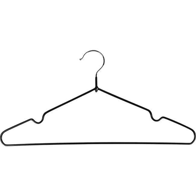 Benson Metalen kledinghangers - anti-slip coating - set van 5 - zwart - 40 cm breed
