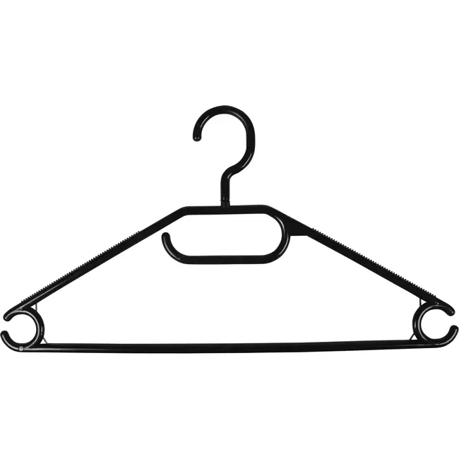 Benson Kunststof kledinghangers - 5 stuks - zwart - 360° draaibare haak - 40,5 cm breed