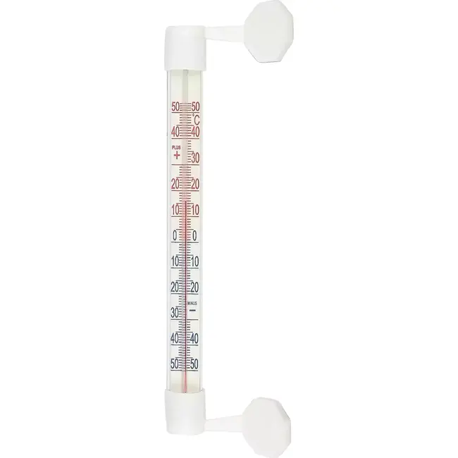 Benson Buitenthermometer met zuignap - Wit - 21 cm - Temperatuurbereik -50°C tot 50°C