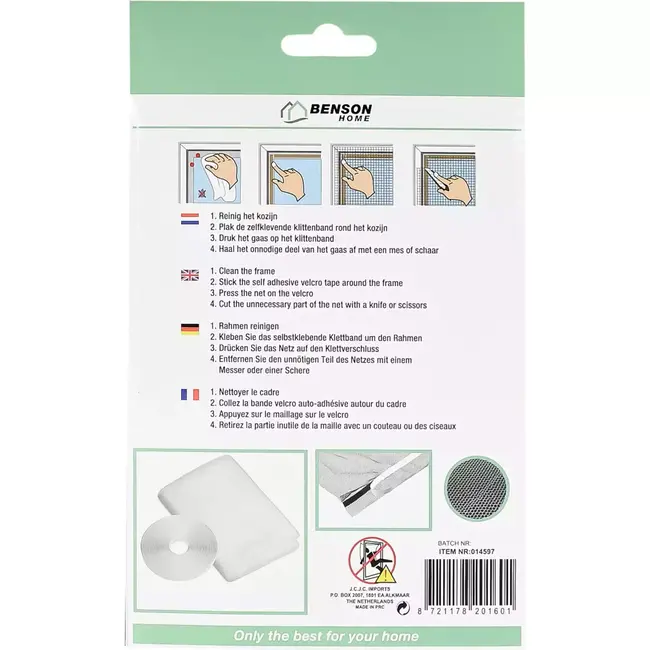 Benson Horrengaas voor raam - Insectenwerend - Eenvoudige montage - 130 x 150 cm - Wit