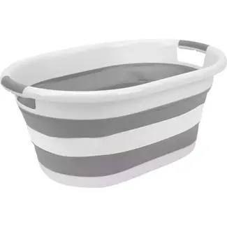 Benson Opvouwbare wasmand - 39 liter - ruimtebesparend - grijs - siliconen handvatten