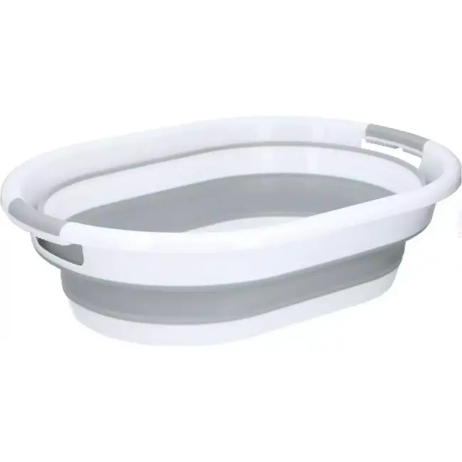 Benson Opvouwbare wasmand - 39 liter - ruimtebesparend - grijs - siliconen handvatten