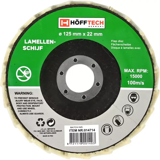 Benson Lamellenschijf vilt - Ø125 mm - Hoogglans polijsten - Voor haakseslijper - Max. 15.000 RPM