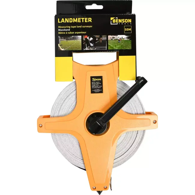 Benson Landmeter - 50 meter - Slagvast kunststof - Glasfiber band - Nauwkeurigheidsklasse 3
