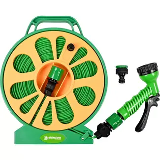 Benson Compacte tuinslangset - 15 m - Weerbestendig - Knikvrij - Inclusief sproeikop met 7 standen