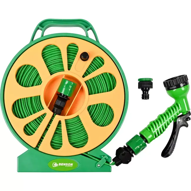 Benson Compacte tuinslangset - 15 m - Weerbestendig - Knikvrij - Inclusief sproeikop met 7 standen