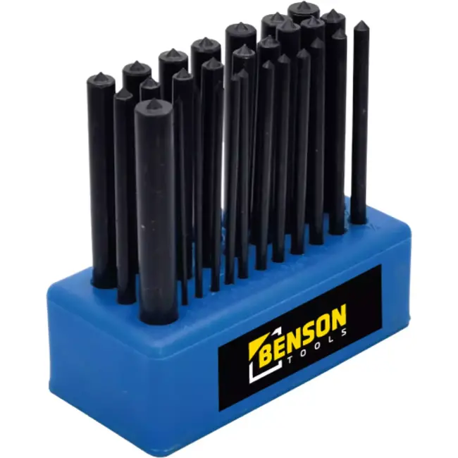 Benson 28-delige precisie ponsset - carbonstaal - 123 mm - zonder handvat - kunststof standaard