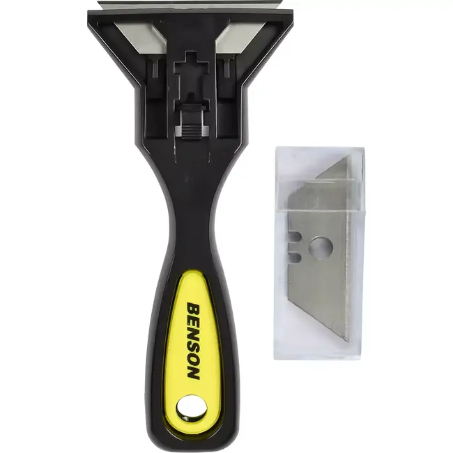 Benson Glasschraper - Inclusief 10 Trapeziummesjes - Ideaal voor Verf en Lijm - 140 mm Lengte