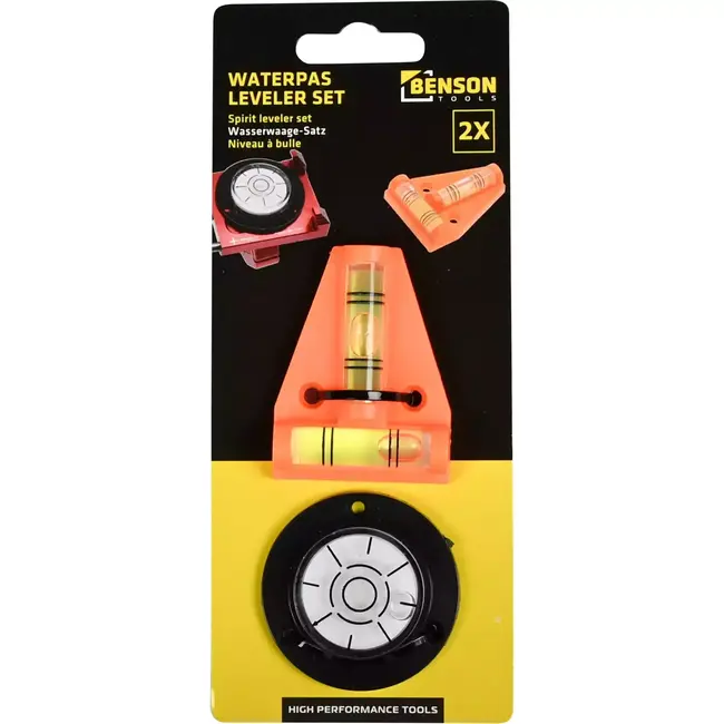 Benson Waterpas Set - Hoek- en Rondmodel - Kunststof - Compact Formaat - 2-delig