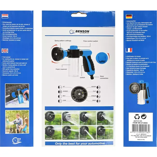 Benson Schuimsproeier 8-in-1 - Veelzijdig - 8 Sproeipatronen - 100 ml Reservoir