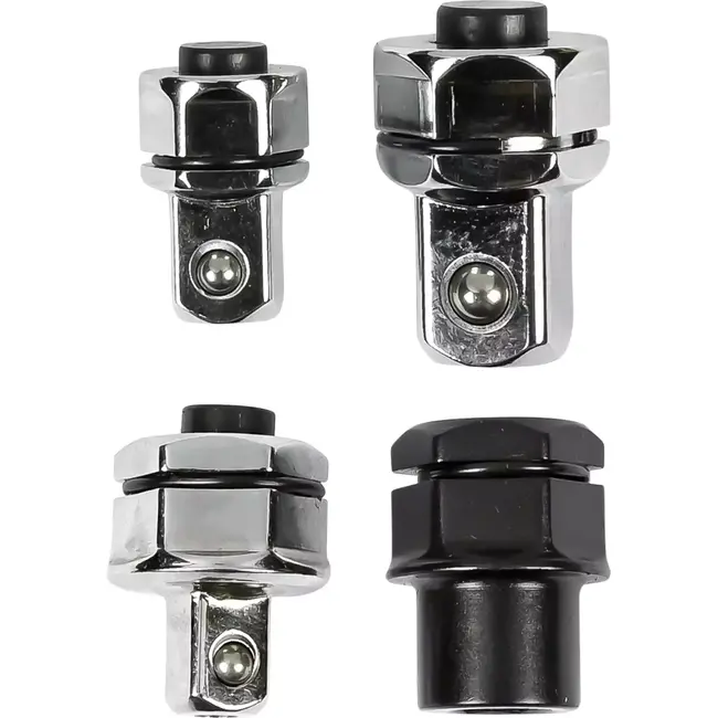 Benson Adapterset voor ratelringsleutel - 4-delig - Chroom-vanadiumstaal - Quick-release - Kogelborging