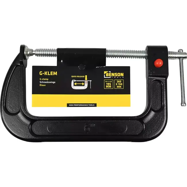 Benson G-klem met snelontgrendeling - 260 x 150 mm - Roestvrij staal - Duurzaam en verstelbaar