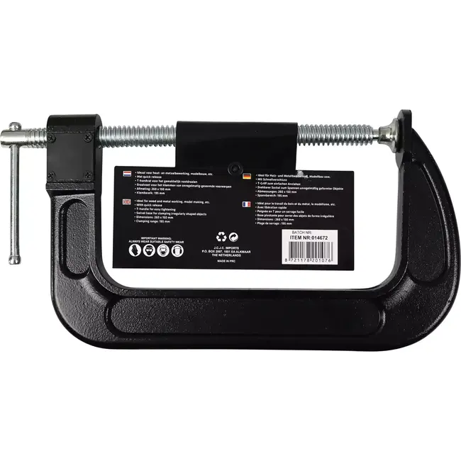 Benson G-klem met snelontgrendeling - 260 x 150 mm - Roestvrij staal - Duurzaam en verstelbaar