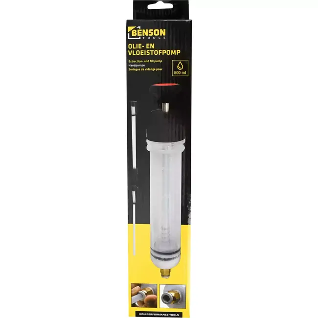 Benson Handpomp voor vloeistoffen - 500 ml - Inclusief flexibele slangen en anti-lekdop