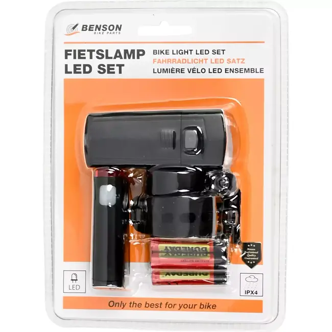 Benson LED fietslamp set - helder licht - waterbestendig - inclusief batterijen