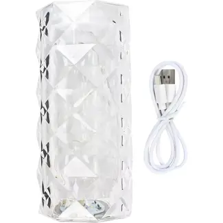 Benson Oplaadbare kristallen tafellamp - 3 kleuren - 15 cm - USB Type-C - Dimbaar