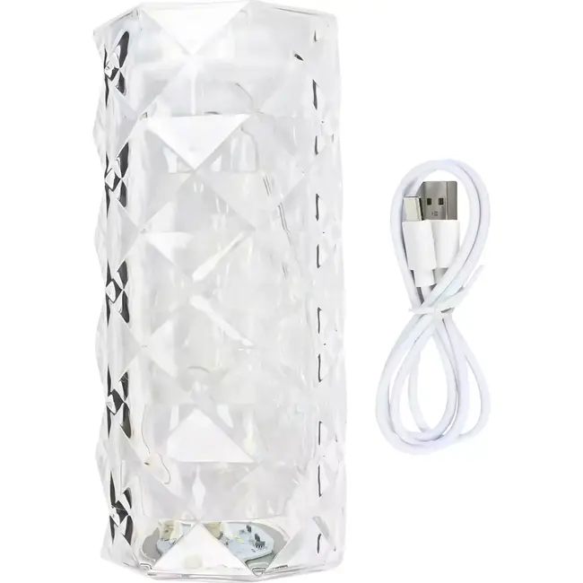 Benson Oplaadbare kristallen tafellamp - 3 kleuren - 15 cm - USB Type-C - Dimbaar