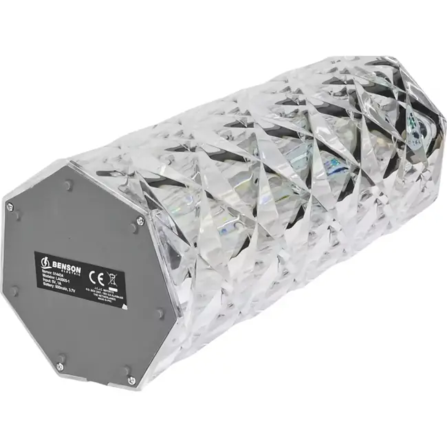 Benson Oplaadbare kristallen tafellamp - RGB kleuren - Afstandsbediening - 21 cm - Inclusief USB-C kabel