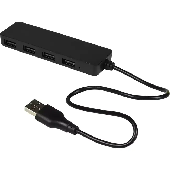 Benson USB-hub - 4 poorten - Compact ontwerp - 28 cm kabel - Zwart