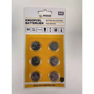 Benson Knoopcelbatterij 3V CR2032 - 6 stuks - Langdurige kracht en betrouwbaarheid