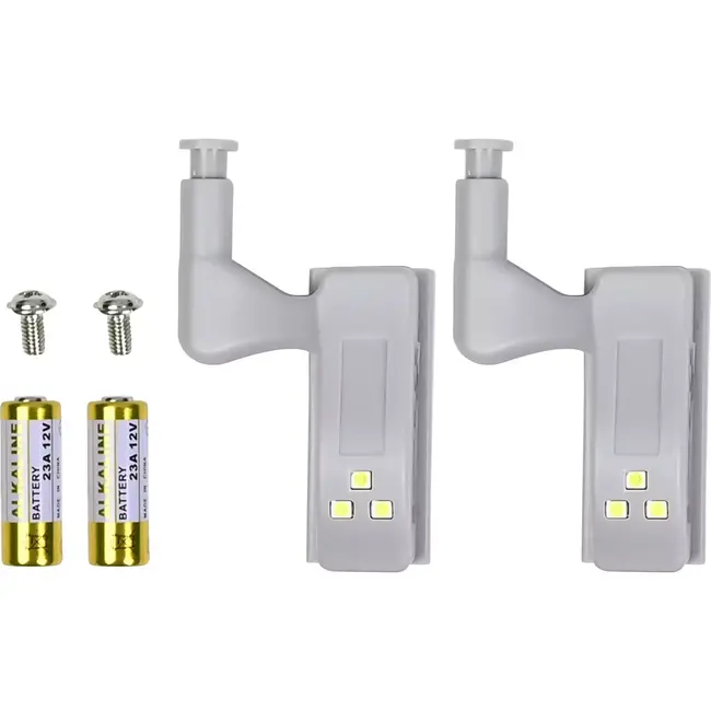 Benson Automatische LED kastverlichting - 2 stuks - Grijs - ABS materiaal - 3 LED per scharnier