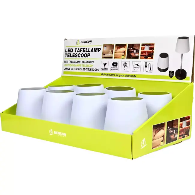 Benson Dimbare LED tafellamp - Oplaadbaar - Telescoopontwerp - Touch bediening - Warm wit licht