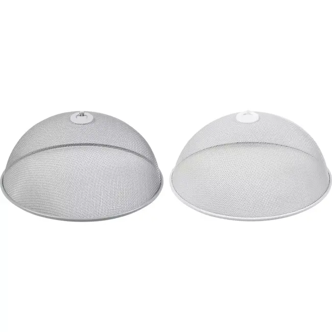 Benson Ronde metalen voedselbescherming - 30 cm - wit/grijs - ideaal voor buitengebruik