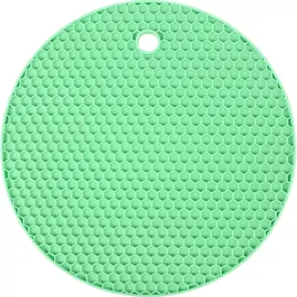 Benson Ronde siliconen pannenonderzetter - hittebestendig - ø 18 cm - grijs/groen