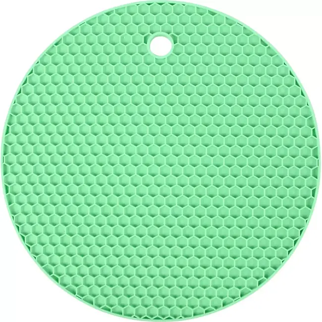Benson Ronde siliconen pannenonderzetter - hittebestendig - ø 18 cm - grijs/groen