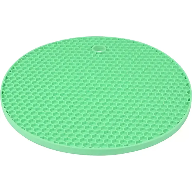 Benson Ronde siliconen pannenonderzetter - hittebestendig - ø 18 cm - grijs/groen