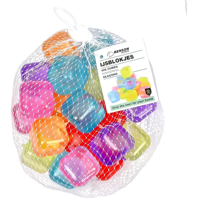 Benson Herbruikbare ijsblokjes - 20 stuks - kleurrijk en duurzaam - BPA-vrij - 6 kleuren