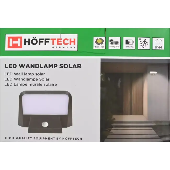 Hofftech Solar wandlamp - LED verlichting - Bewegingssensor - 800 lumen - 1 lichtstand - IP44