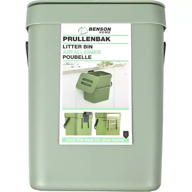 Benson Compacte groene prullenbak - 3 liter - veelzijdig en lichtgewicht