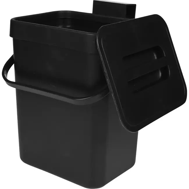 Benson Compacte zwarte prullenbak - 3 liter - Ruimtebesparend ontwerp - Lichtgewicht - 16 x 13 x 20,5 cm