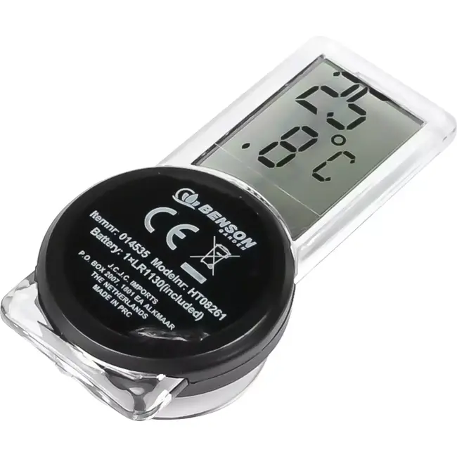 Benson Digitale thermometer - spatwaterdicht - met zuignap - zwart - compact formaat