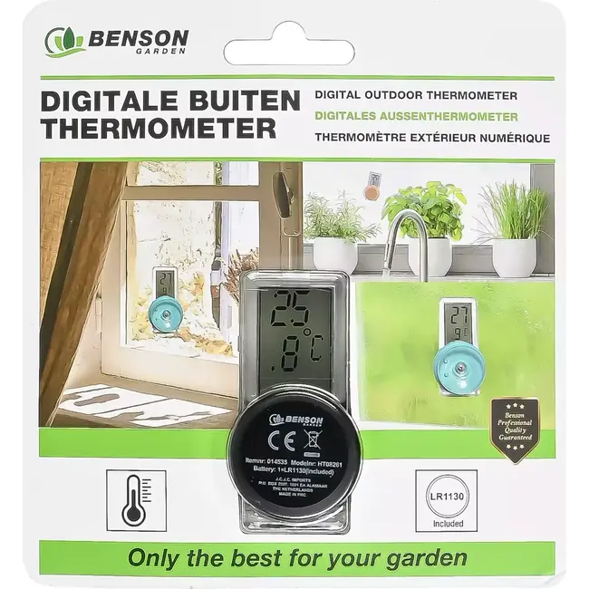 Benson Digitale thermometer - spatwaterdicht - met zuignap - zwart - compact formaat