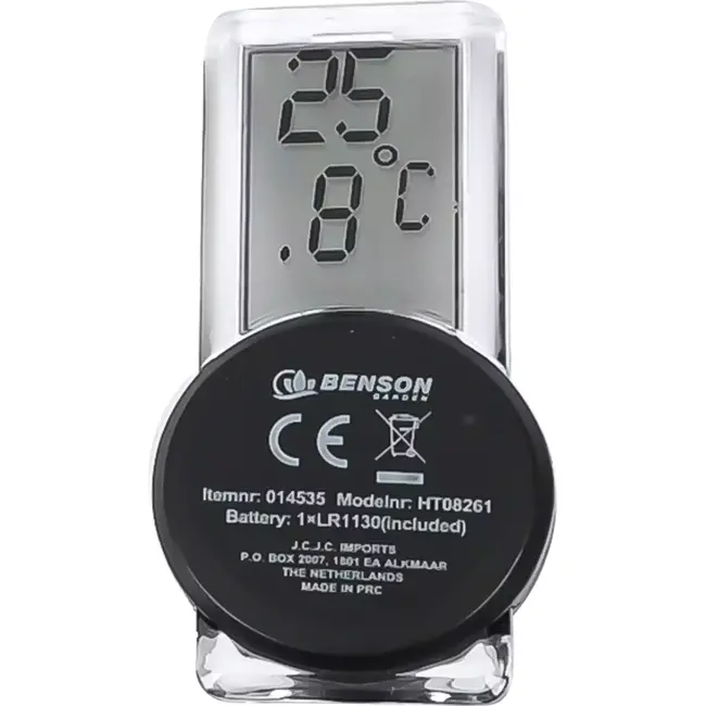 Benson Digitale thermometer - spatwaterdicht - met zuignap - zwart - compact formaat