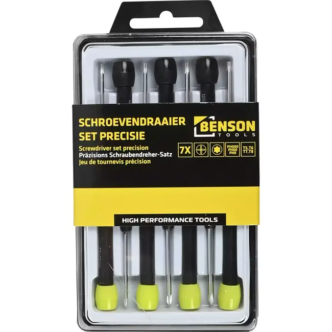 Benson Precisie schroevendraaierset - 7-delig - Torx en kruis - Geschikt voor elektronica en fijne apparaten