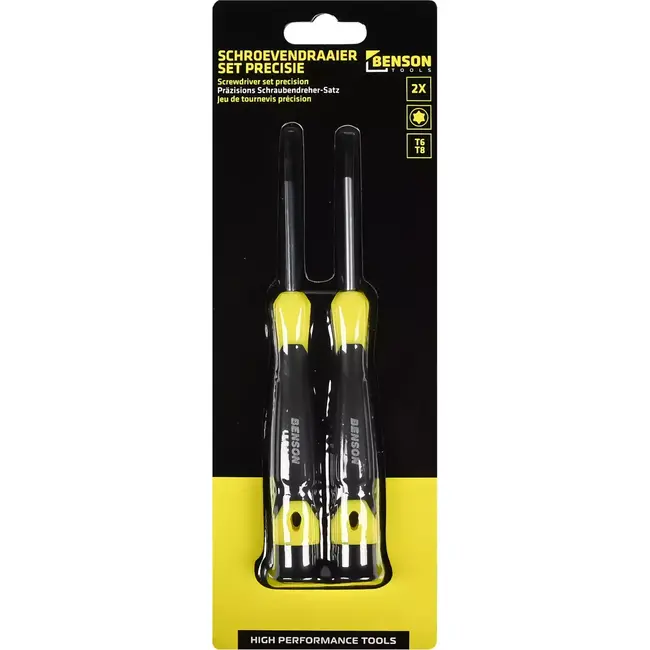 Benson 2-delige precisie schroevendraaierset - Torx T6 en T8 - Gedetailleerd werk