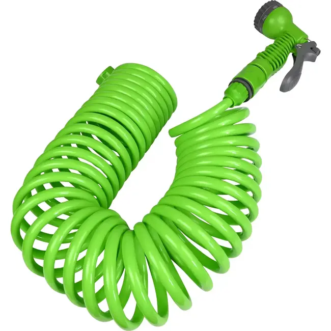 Benson Spiraaltuinslang 10 m - Compact ontwerp - 7-functie sproeikop - Muurbevestiging