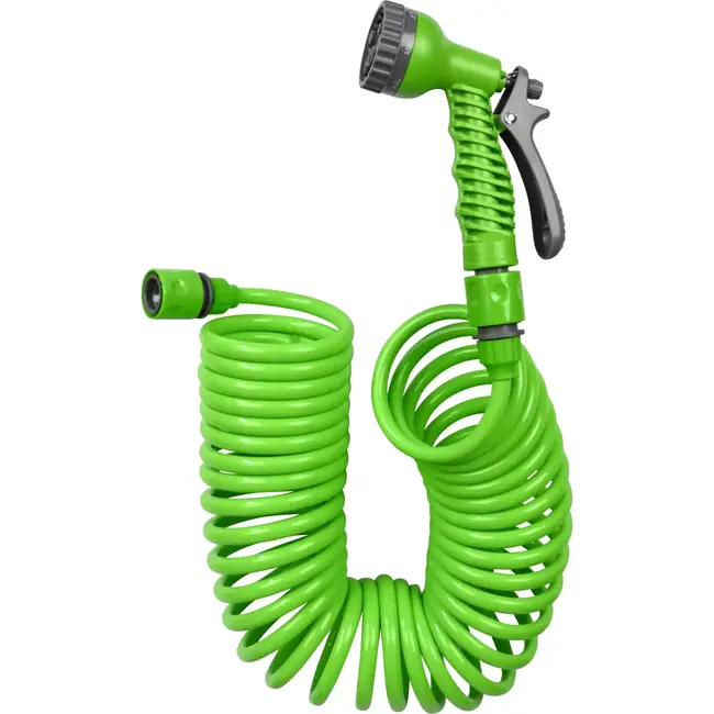 Benson Spiraaltuinslang 10 m - Compact ontwerp - 7-functie sproeikop - Muurbevestiging