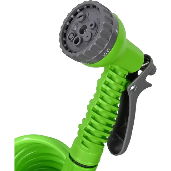 Benson Spiraaltuinslang 10 m - Compact ontwerp - 7-functie sproeikop - Muurbevestiging