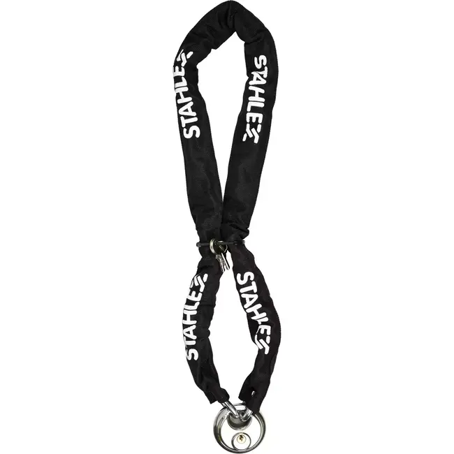 Benson Ronde ketting met hangslot - gehard staal - 8 mm dik - 120 cm lang - met nylon hoes